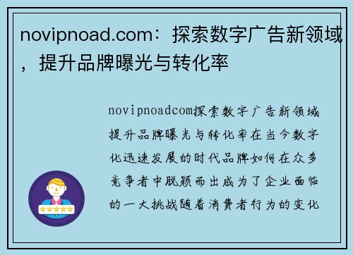 novipnoad.com：探索数字广告新领域，提升品牌曝光与转化率